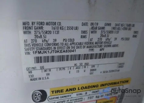 2019 Ford Expedition Max Xlt from USA, damaged, VIN 1FMJK1JT0KEA83041